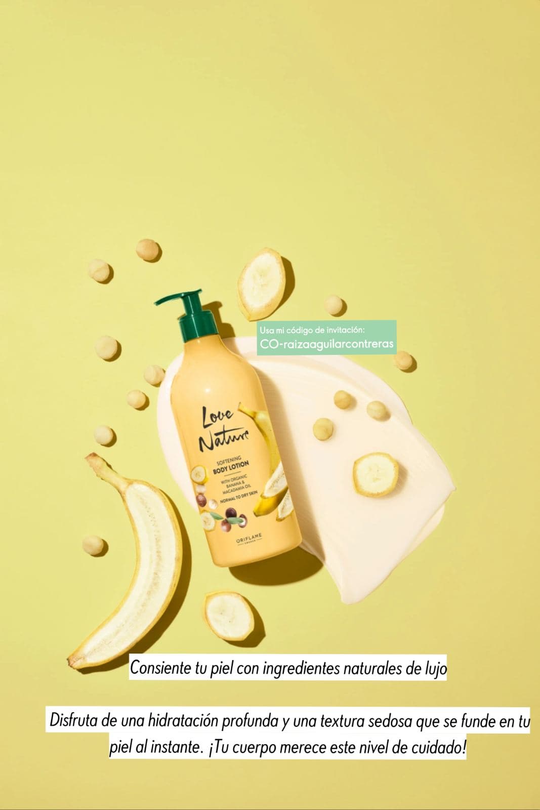¡Gran Oferta! Loción Corporal Love Nature Banano y Macadamia (750 ml)